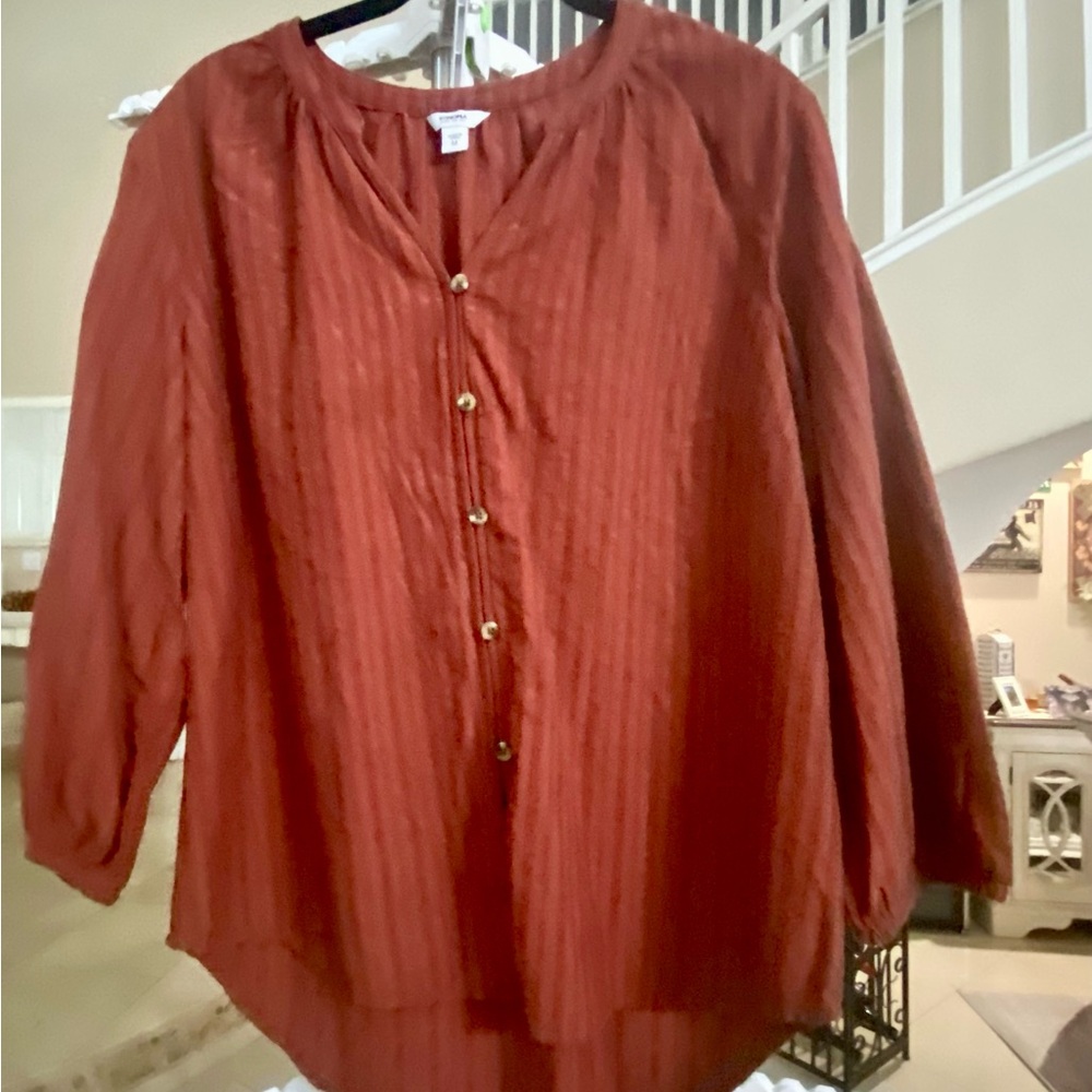 Sonoma Women's Terracotta Button-Up Blouse